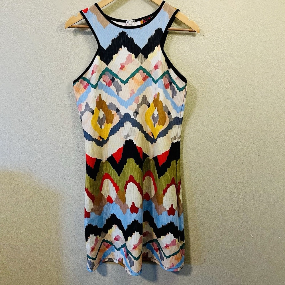 Isle Mini Dress Multicolor Abstract Boho‎ Artsy Hippie Whimsy Size M